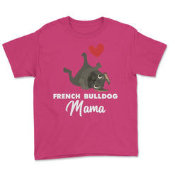 Funny French Bulldog Mama Heart Cute Dog Lover Pet Owner print Youth - Heliconia