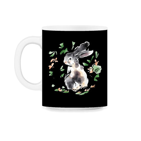 Chinese New Year of the Rabbit Cottage core Bunny product 11oz Mug - Black on White