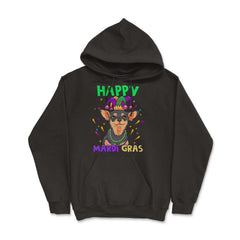 Happy Mardi Gras Funny Chihuahua Dog with Jester Hat & Beads print - Hoodie - Black