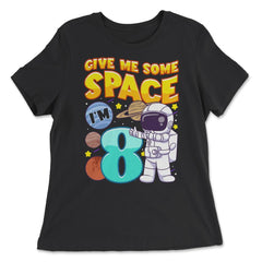 Science Birthday Astronaut & Planets Science 8th Birthday design - Women's Relaxed Tee - Black