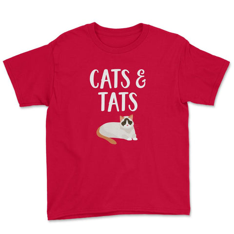 Funny Cats And Tats Tattooed Cat Lover Pet Owner Humor product Youth - Red