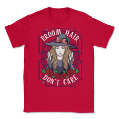 Broom Hair Don't Care Anime Girl Elegant Witch design Unisex T-Shirt - Red