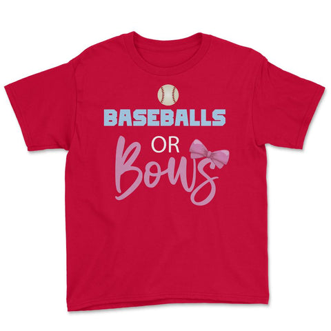 Funny Baseball Or Bows Baby Boy Or Girl Cute Gender Reveal graphic - Red