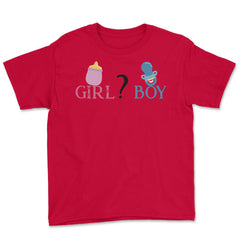 Funny Girl Boy Baby Gender Reveal Announcement Party product Youth Tee - Red