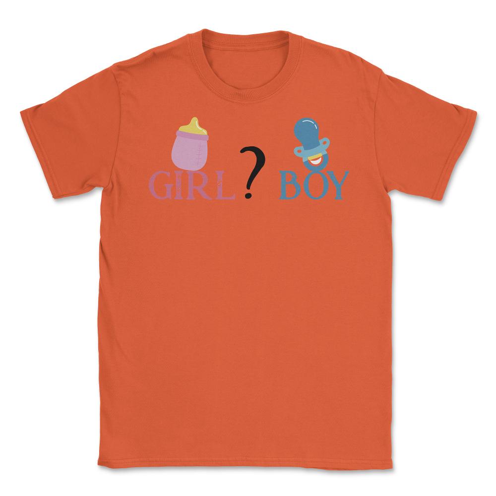 Funny Girl Boy Baby Gender Reveal Announcement Party product Unisex - Orange