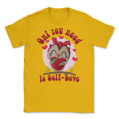 Owl you need is Self-Love! Cute Kawaii Owl Hugging Heart graphic - Gold