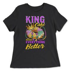 Mardi Gras King Cake Makes Everything Better Funny print - Women's Relaxed Tee - Black
