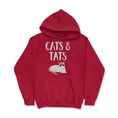 Funny Cats And Tats Tattooed Cat Lover Pet Owner Humor product Hoodie - Red