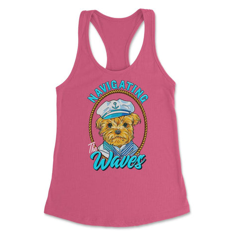 Yorkshire Sailor Navigating the Waves Yorkie Puppy print Women's - Hot Pink