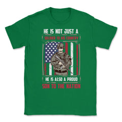 Proud Son to the Nation US Military Soldier with a Rifle graphic - Green