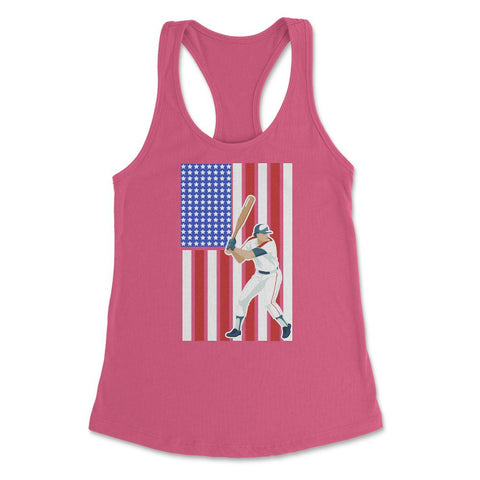 Funny Baseball Batter Hitter USA American Flag Patriotic product - Hot Pink