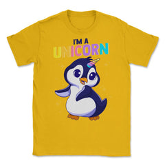 I'm a Unicorn Happy Penguin with Unicorn Horn Funny Kawaii design - Gold
