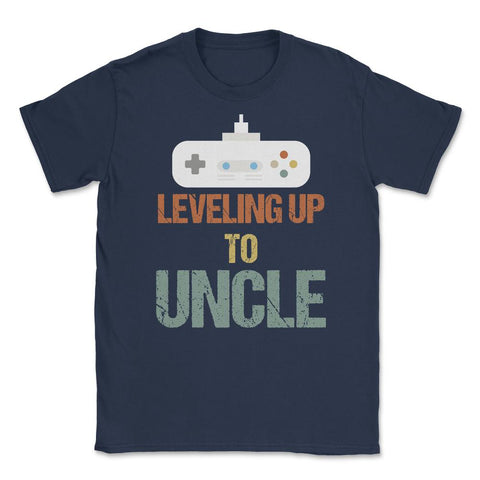 Funny Leveling Up To Uncle Gamer Vintage Retro Gaming print Unisex - Navy