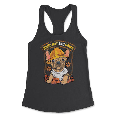 French Bulldog Construction Worker Hard Hat & Paws Frenchie graphic - Black