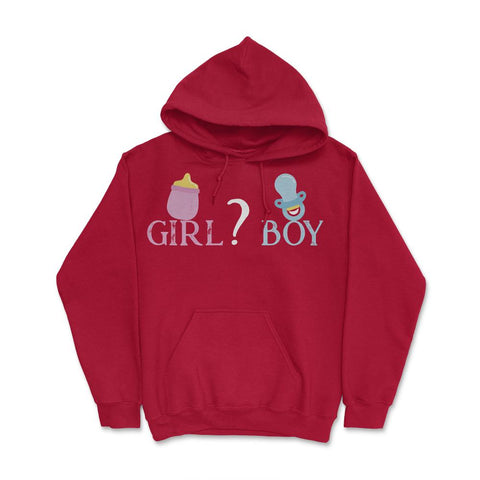 Funny Girl Boy Baby Gender Reveal Announcement Party print Hoodie - Red