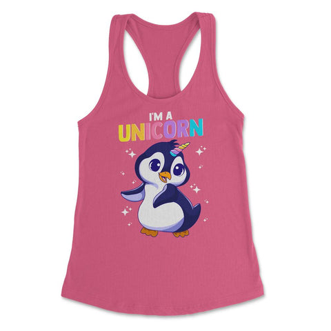 I'm a Unicorn Happy Penguin with Unicorn Horn Funny Kawaii graphic - Hot Pink