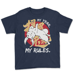 Middle Finger Rabbit Chinese New Year Rabbit Chinese design Youth Tee - Navy