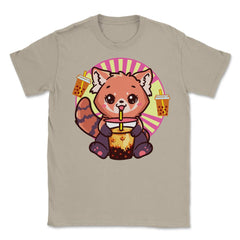 Kawaii Red Panda Drinking Boba Tea Bubble Tea print Unisex T-Shirt - Cream