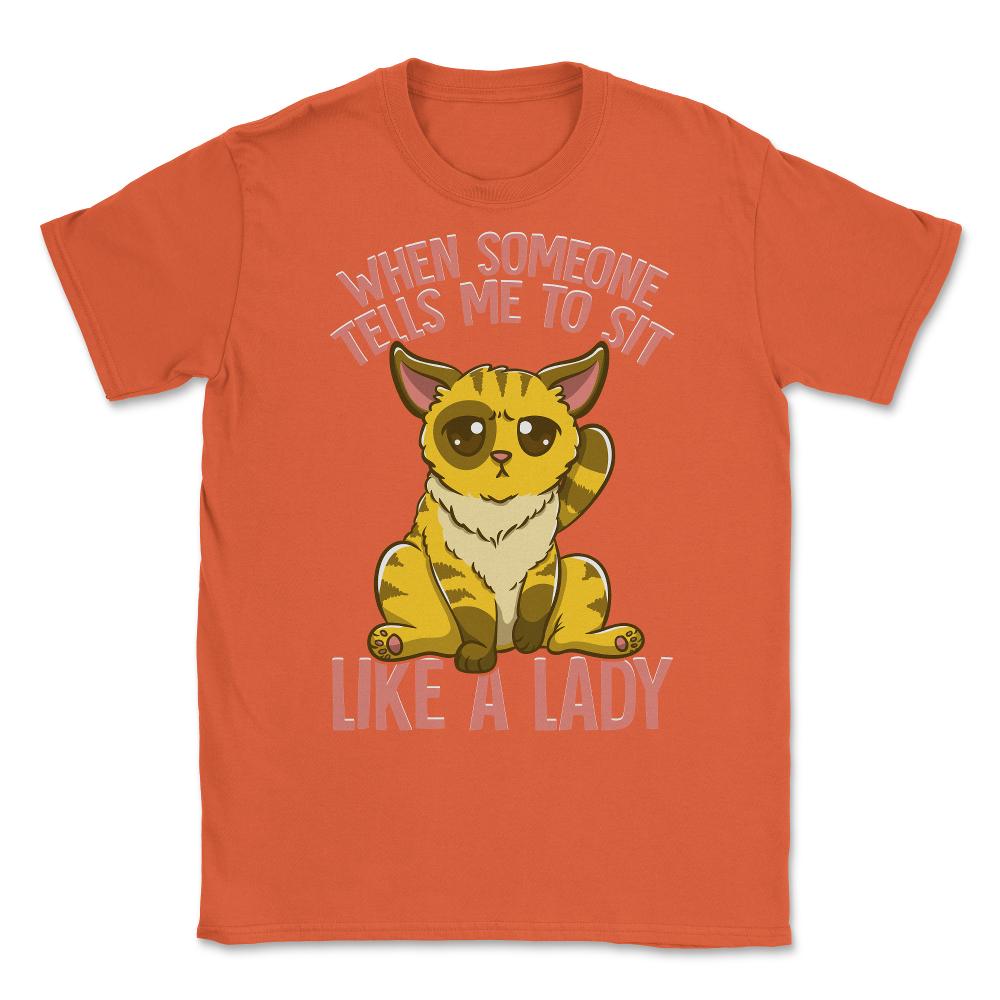Cute & Funny Cat Sitting Like a Lady Design for Kitty Lovers product - Orange