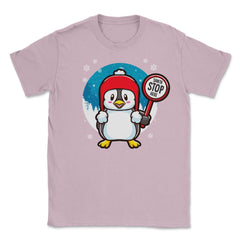 Penguin Christmas Funny Santa Stops Here design Unisex T-Shirt - Light Pink