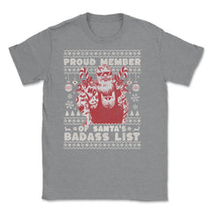 Ugly Christmas product Style Proud Member Santa Badass List print - Grey Heather