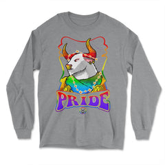 Gay Zodiac LGBTQ Zodiac Sign Taurus Rainbow Pride graphic - Long Sleeve T-Shirt - Grey Heather