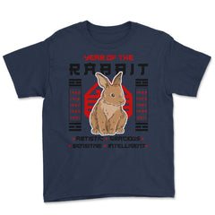 Chinese Year of Rabbit 2023 Chinese Aesthetic graphic Youth Tee - Navy