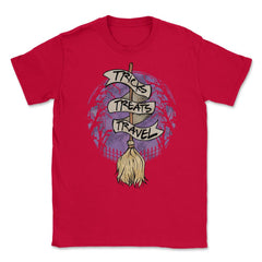 Halloween Witch Broom Fun Gift print Unisex T-Shirt - Red