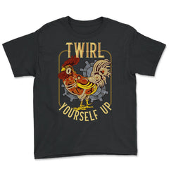 Steampunk Rooster Twirl Yourself Up Graphic graphic - Youth Tee - Black
