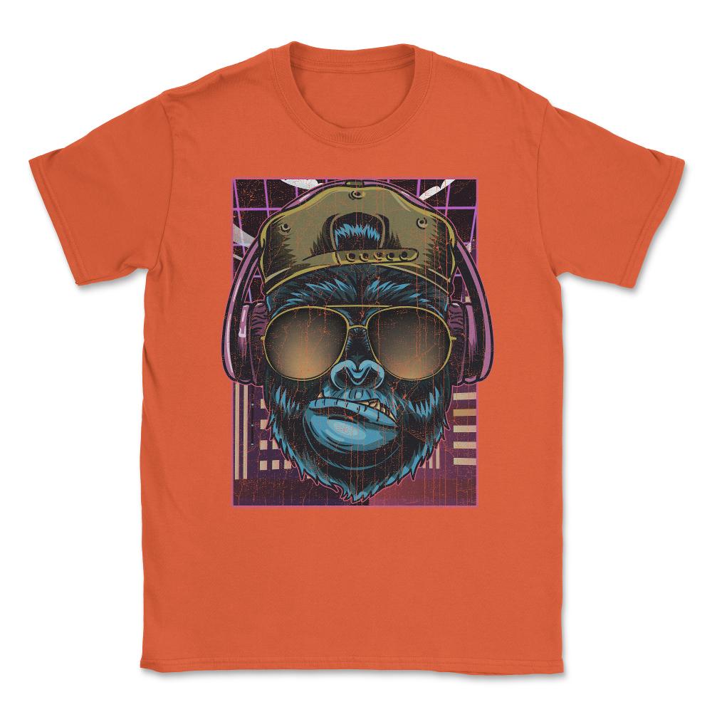 Hip-Hop Gorilla with Headset Hilarious Retro Vintage Design design - Orange