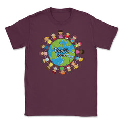 Happy Earth Day Children Around the World Gift for Earth Day print - Maroon