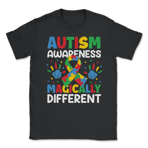 Autism Awareness Magically Different graphic Unisex T-Shirt - Black