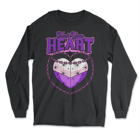 Asexual Trust Your Heart Asexual Pride print - Long Sleeve T-Shirt - Black