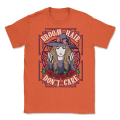 Broom Hair Don't Care Anime Girl Elegant Witch design Unisex T-Shirt - Orange