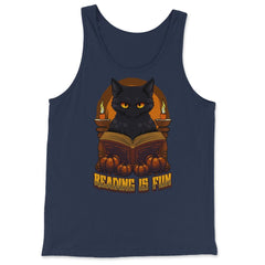 Gothic Black Cat Reading Witchcraft Book Dark & Edgy product - Tank Top - Navy