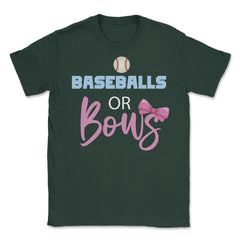Funny Baseball Or Bows Baby Boy Or Girl Cute Gender Reveal graphic - Forest Green