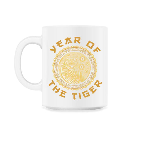 Year of the Tiger 2022 Chinese Golden Color Tiger Circle design 11oz - White