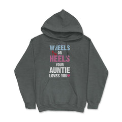 Funny Wheels Or Heels Your Auntie Loves You Gender Reveal product - Dark Grey Heather