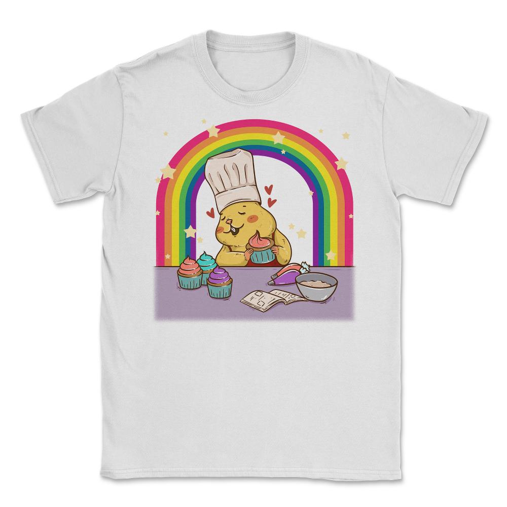 Rainbow Gay Guinea Pig Baker Funny Cute Pride Gift design Unisex - White