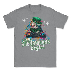 Let the Shenanigans Begin! DJ Cat Music St Patrick’s Humor design - Grey Heather