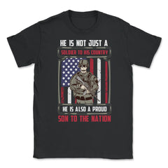 Proud Son to the Nation US Military Soldier with a Rifle graphic - Black