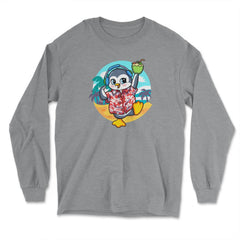 Tropical Penguin Funny & Cute Penguin on the Beach product - Long Sleeve T-Shirt - Grey Heather