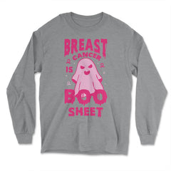 Breast Cancer Is Boo Sheet Ghost Print print - Long Sleeve T-Shirt - Grey Heather