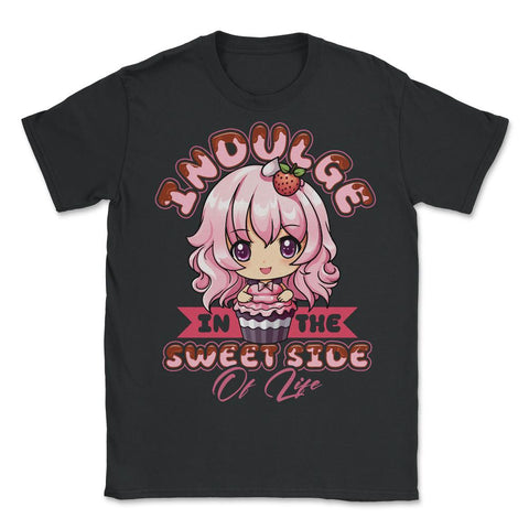 Anime Chibi Dessert Cute Girl Cupcake Indulge Sweet Side product - Unisex T-Shirt - Black