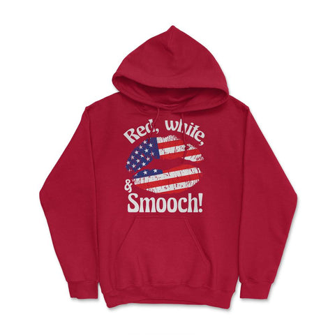4th of July Red, white, and Smooch! Funny Patriotic Lips print Hoodie - Red