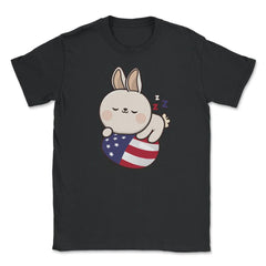 Bunny Napping on an American Flag Egg Gift design Unisex T-Shirt - Black