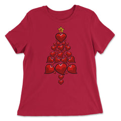 Christmas Tree Hearts For Her Funny Matching Xmas print - Women's Relaxed Tee - Red