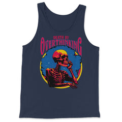 Gothic Death by Overthinking Funny Skeleton Thinking design - Tank Top - Navy