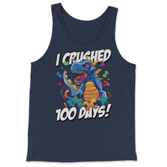 I Crushed 100 Days of School T-Rex Dinosaur Costume print - Tank Top - Navy
