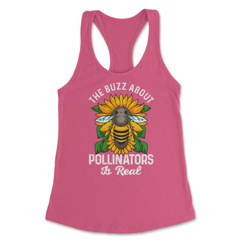 Pollinator Bee & Sunflowers Cottage Core Aesthetic print Women's - Hot Pink